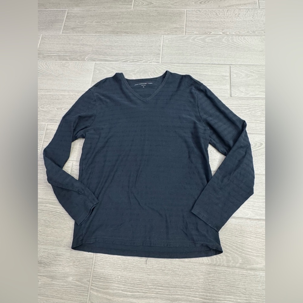 JOHN VARVATOS Long Sleeve Yadkin Burnout Striped Tee Size XL VGUC